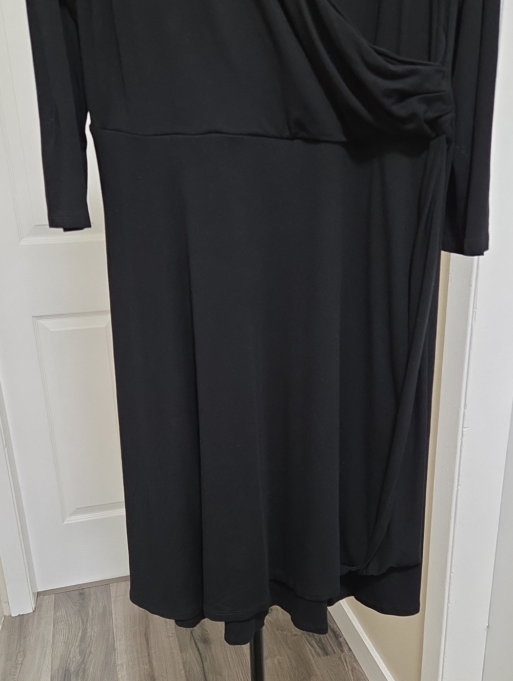 Boden Plus Size Black Faux Wrap Long Sleeve Midi Dress Viscose Career Classic - Picture 4 of 10